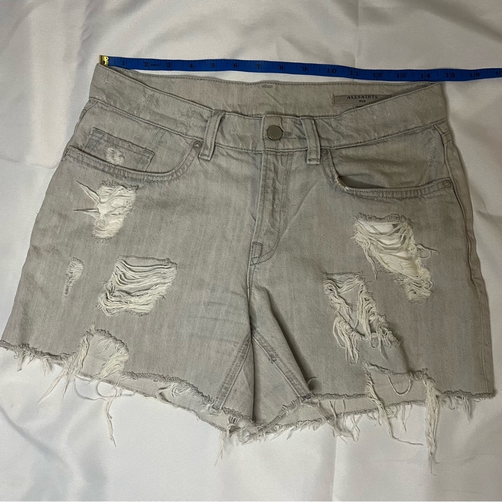 All Saints Gray Distressed Denim Shorts Women's - size 29
